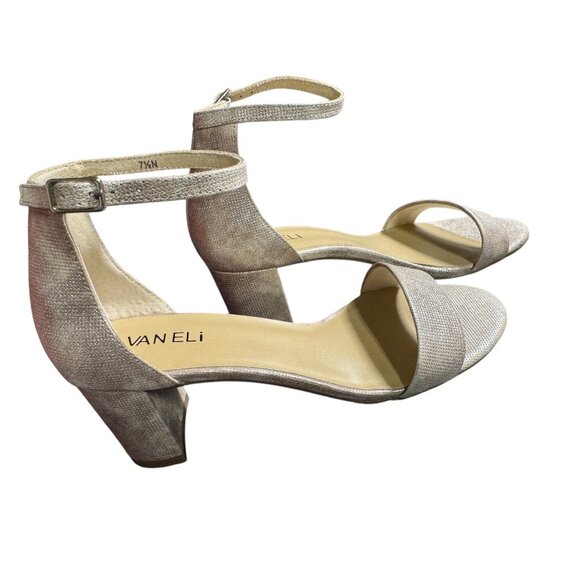 Vaneli Meryn Ankle Strap Block Heel Sandals 7.5 N Womens Shimmering Fabric Open - Picture 7 of 13